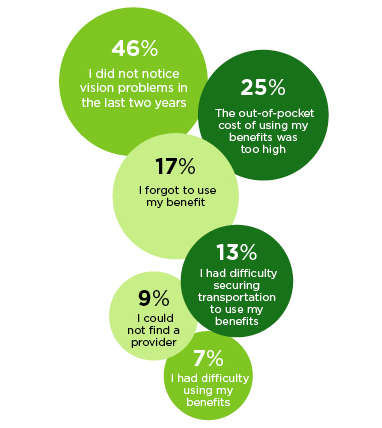 Graph showing reasons members reported missing their annual eye exam